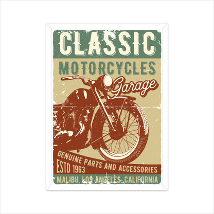 'Classic Motorcycles Garage' Malibu LA - Retro Poster