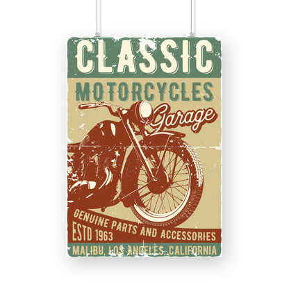 'Classic Motorcycles Garage' Malibu LA - Retro Poster